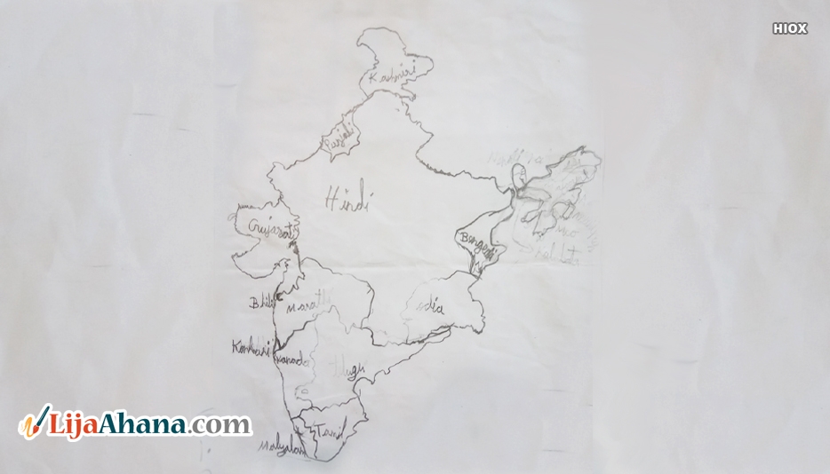 India Map Outline Paintings, Drawings, Pencil Artworks by Lija Ahana