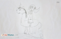 Girl Riding Unicorn Kid Drawing